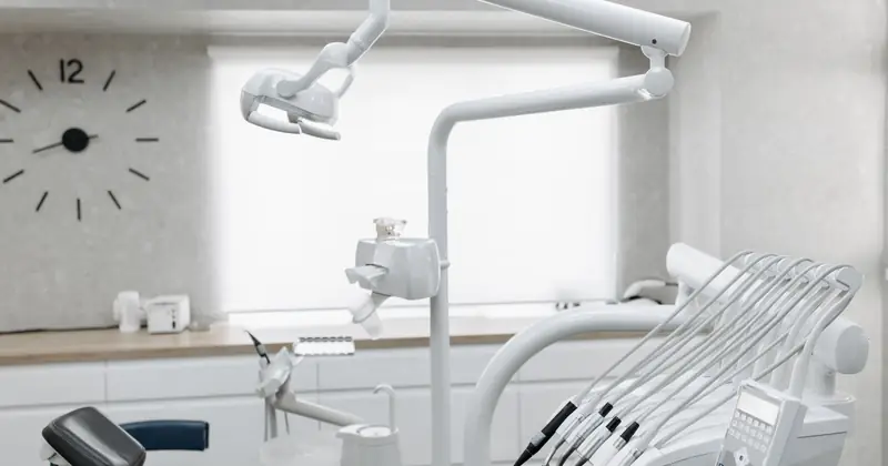 A bright, modern dental office displaying various dental tools and equipment.